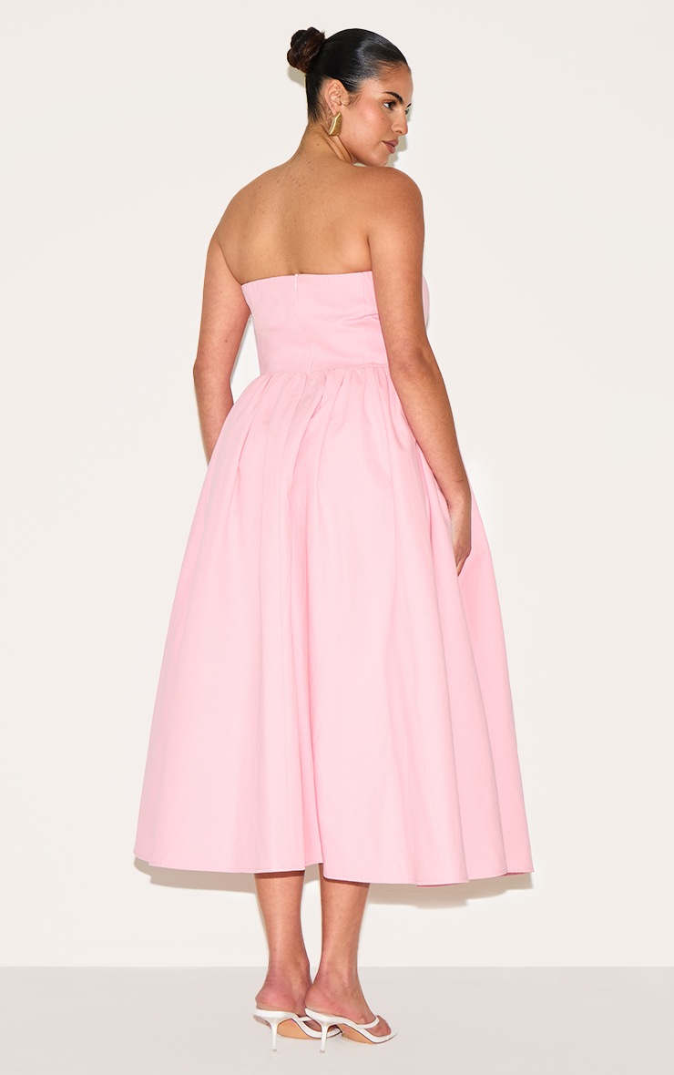Pretty Little Thing Plus Candy Pink Woven Bandeau Ruched Skater Midaxi Dress