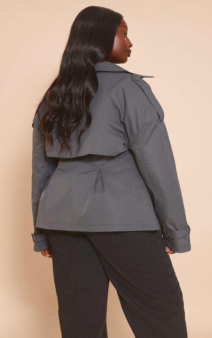 Pretty Little Thing Plus Charcoal Cropped Belted Trench Coat
