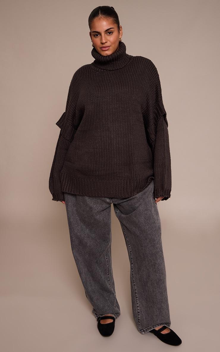 Pretty Little Thing Plus Charcoal Grey Oversized Sleeve Detail Sweater Dress