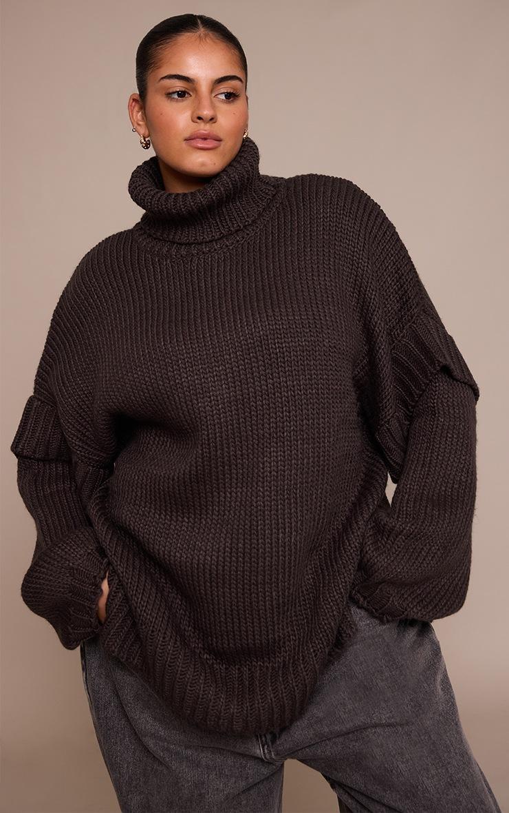 Pretty Little Thing Plus Charcoal Grey Oversized Sleeve Detail Sweater Dress