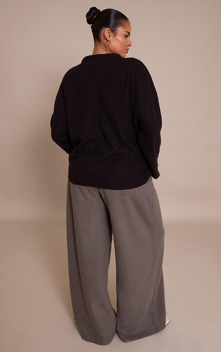 Pretty Little Thing Plus Charcoal Soft Touch Pintuck Wide Leg Sweatpants