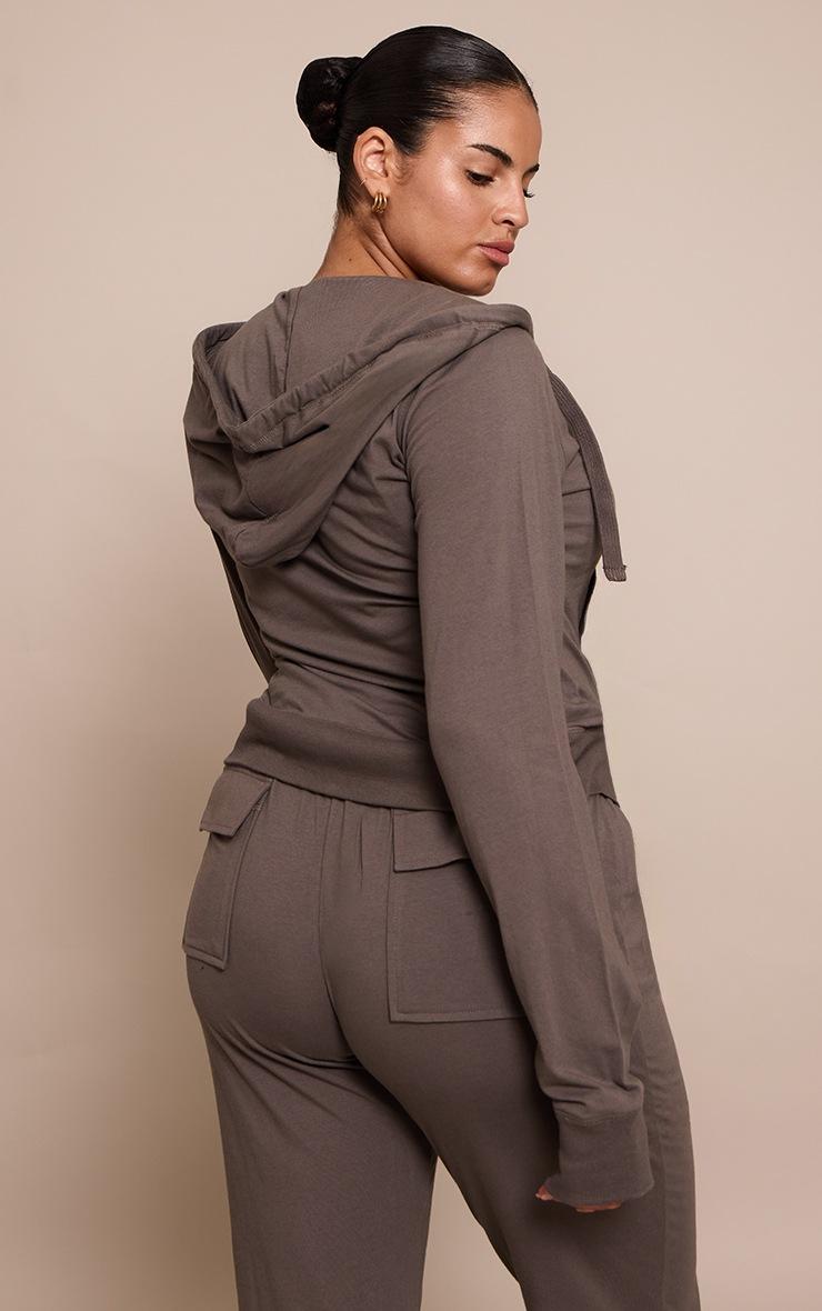 Pretty Little Thing Plus Charcoal Zip Up Fitted Track Top