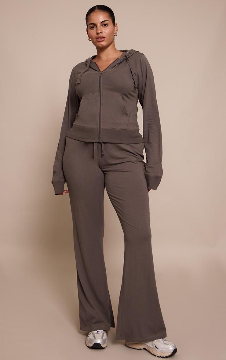 Pretty Little Thing Plus Charcoal Zip Up Fitted Track Top