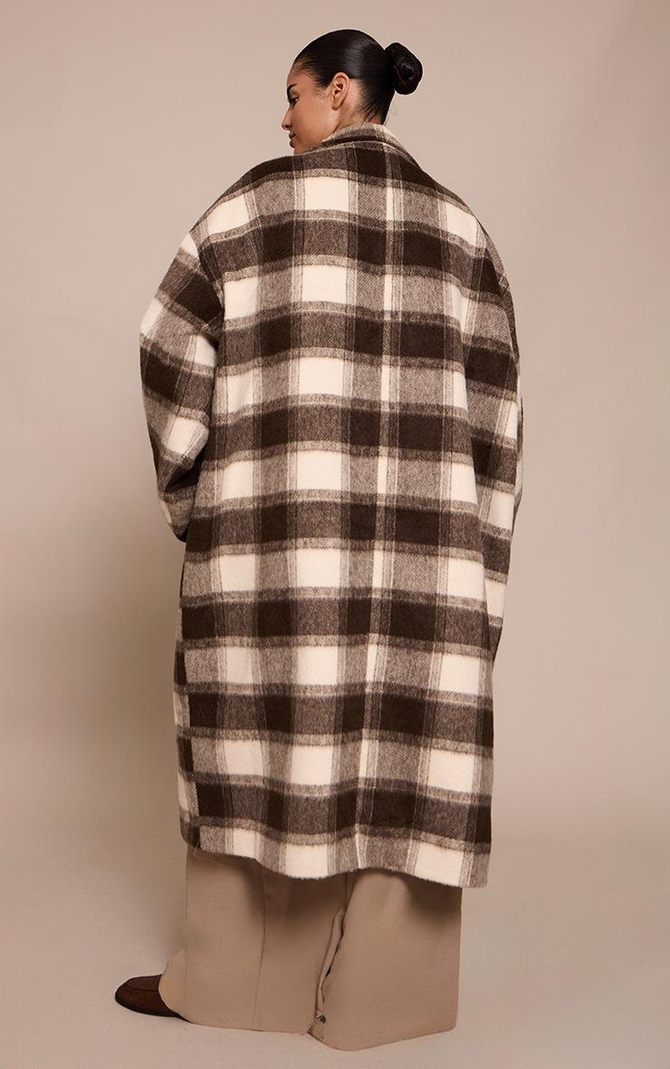 Pretty Little Thing Plus Checked Funnel Neck Wool Look Maxi Coat