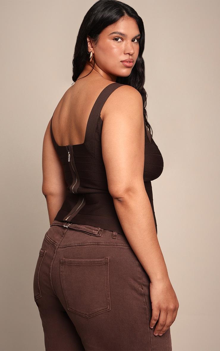 Pretty Little Thing Plus Chocolate Bandage Square Neck Corset