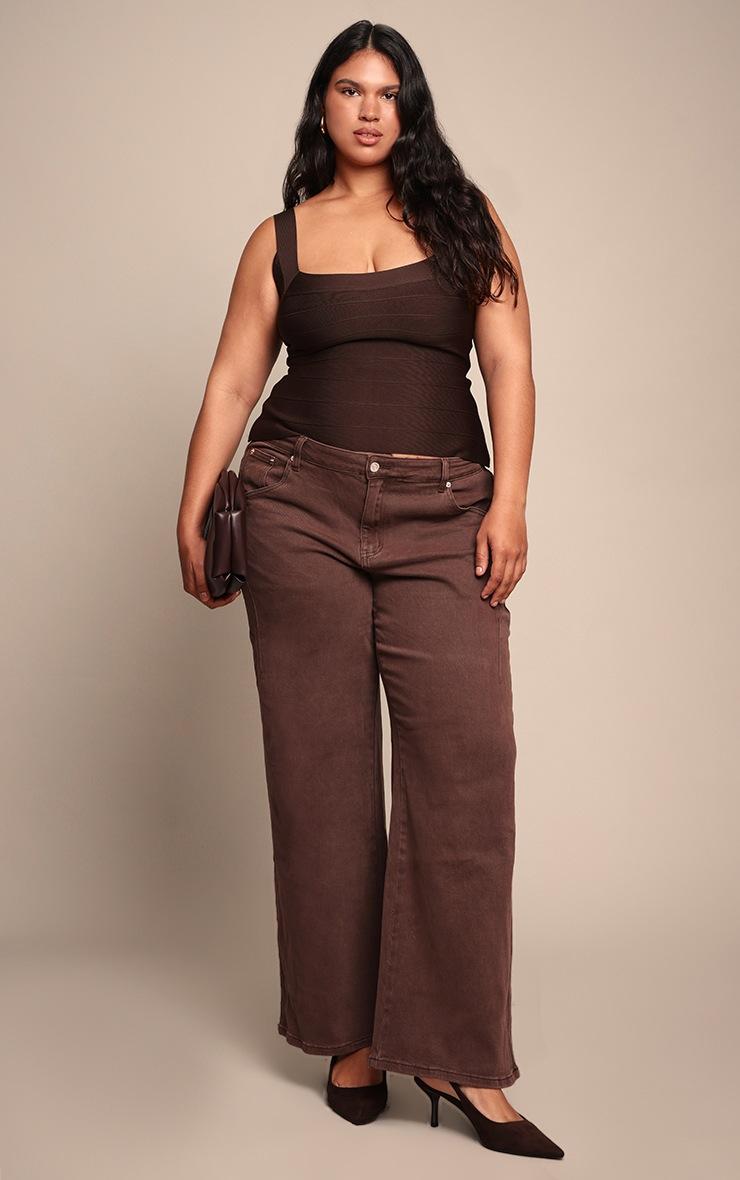 Pretty Little Thing Plus Chocolate Bandage Square Neck Corset