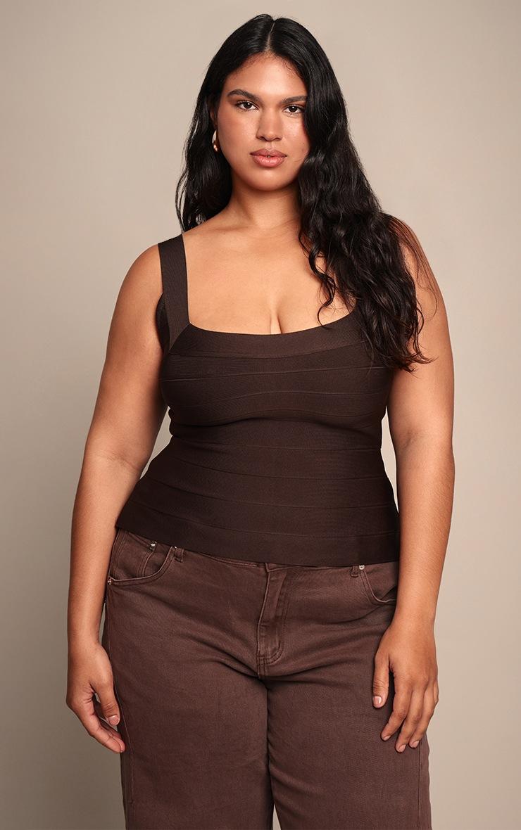 Pretty Little Thing Plus Chocolate Bandage Square Neck Corset