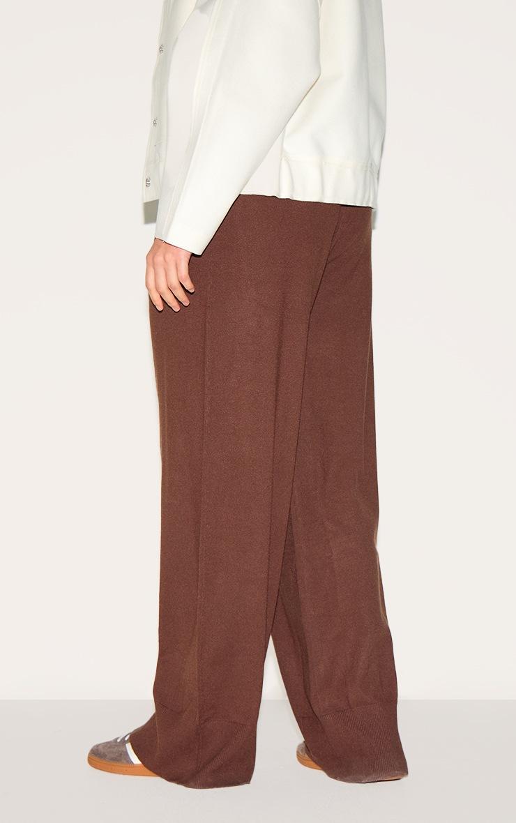 Pretty Little Thing Plus Chocolate Basic Knit Wide Leg Pants