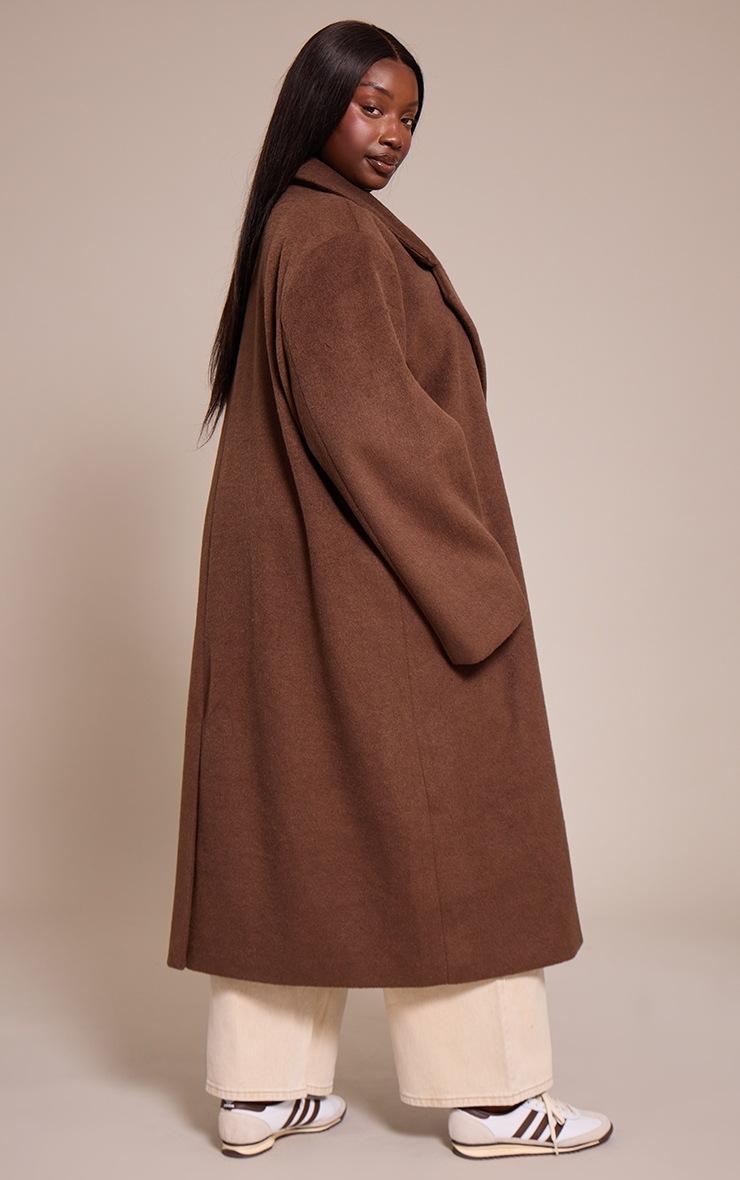 Pretty Little Thing Plus Chocolate Brushed Wool Maxi Coat
