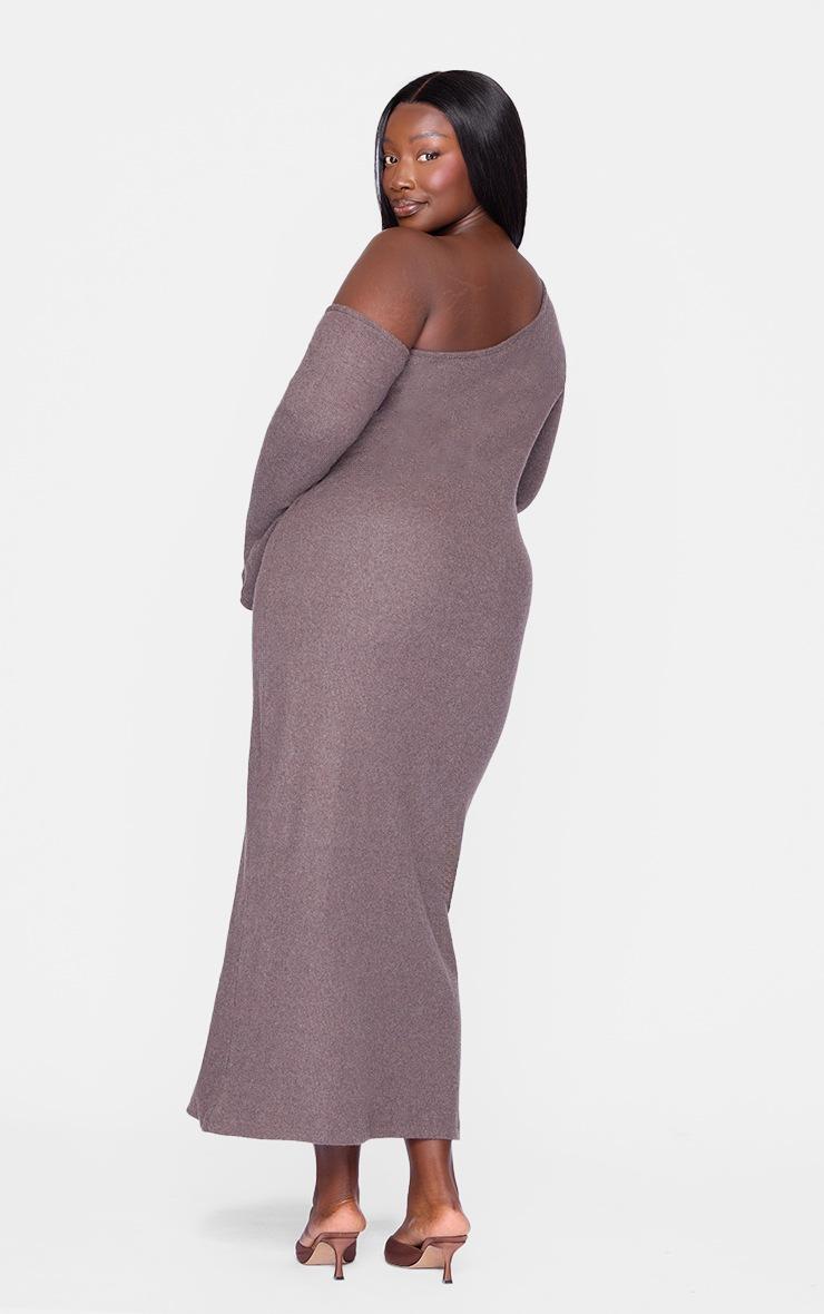 Pretty Little Thing Plus Chocolate Heavy Brushed Asymmetric Ruched Maxi Dress