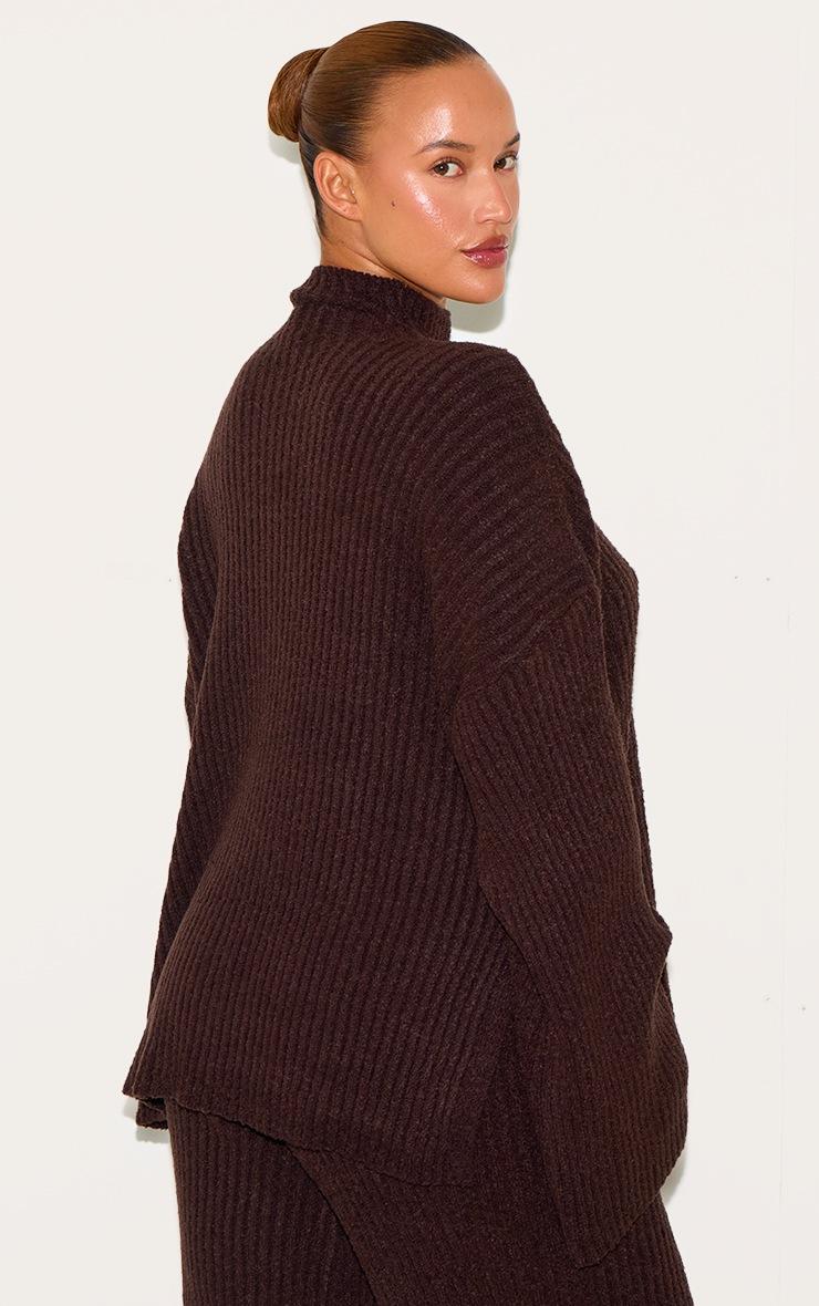Pretty Little Thing Plus Chocolate Rib Boucle Knit Oversized Sweater