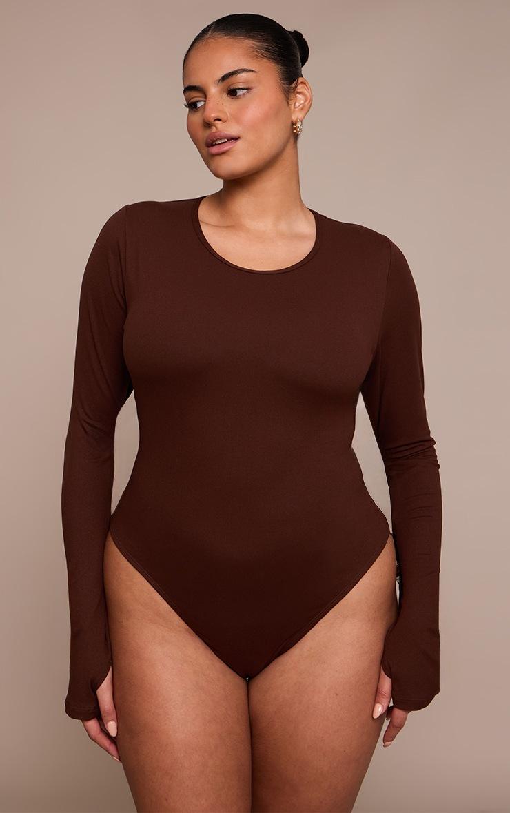 Pretty Little Thing Plus Chocolate Sculpt Long Sleeve Bodysuit