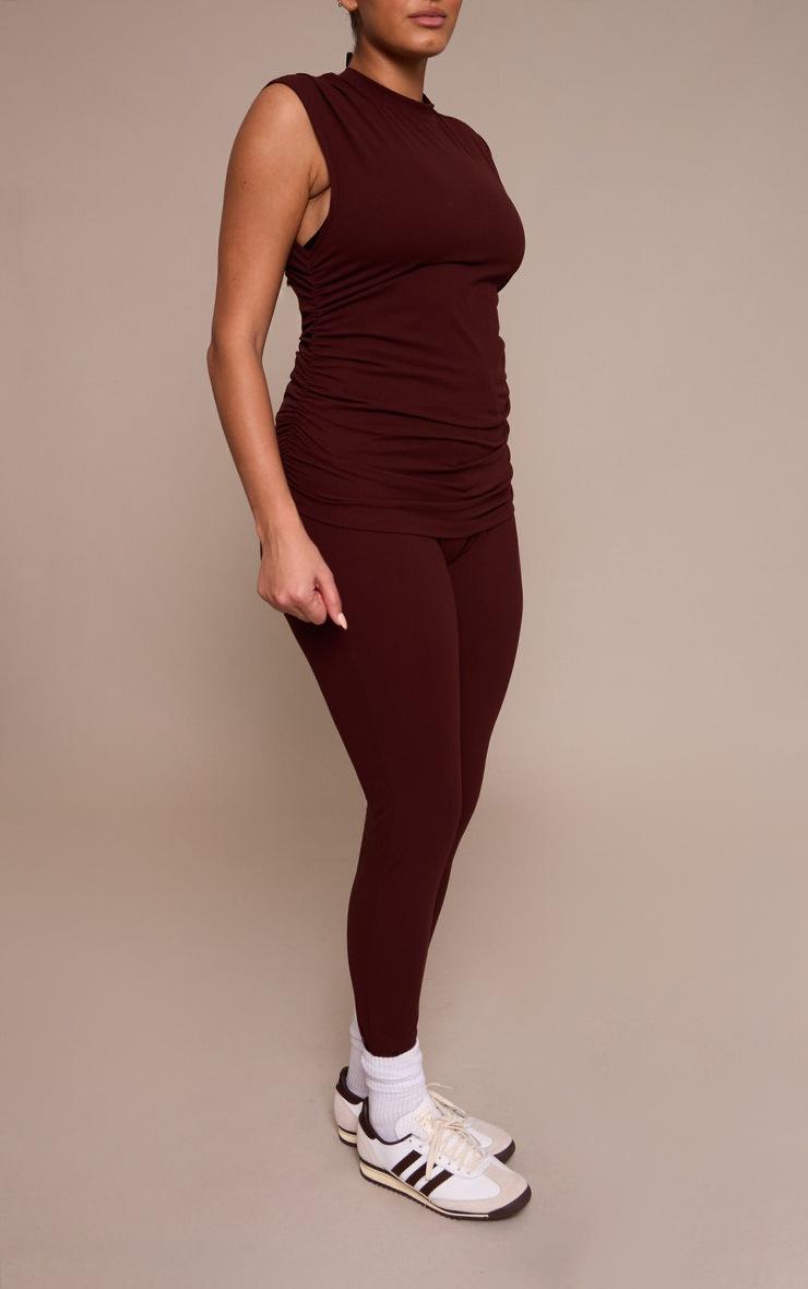 Pretty Little Thing Plus Chocolate Sculpt Ruched Leggings