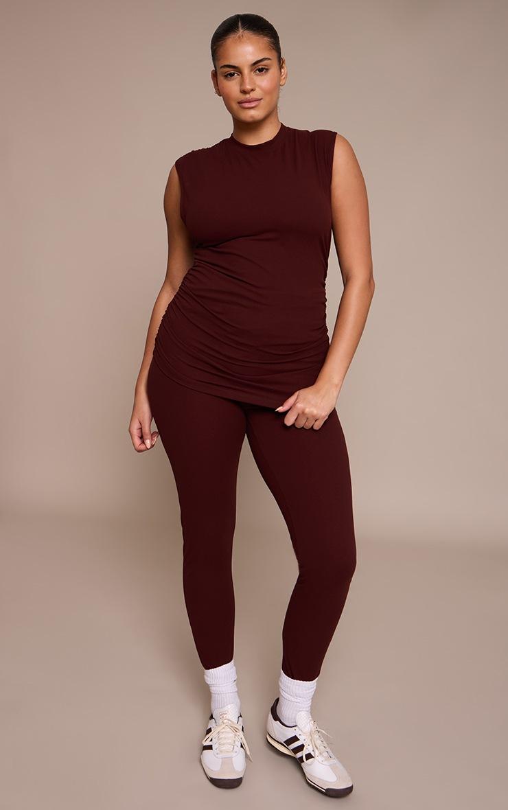 Pretty Little Thing Plus Chocolate Sculpt Ruched Leggings