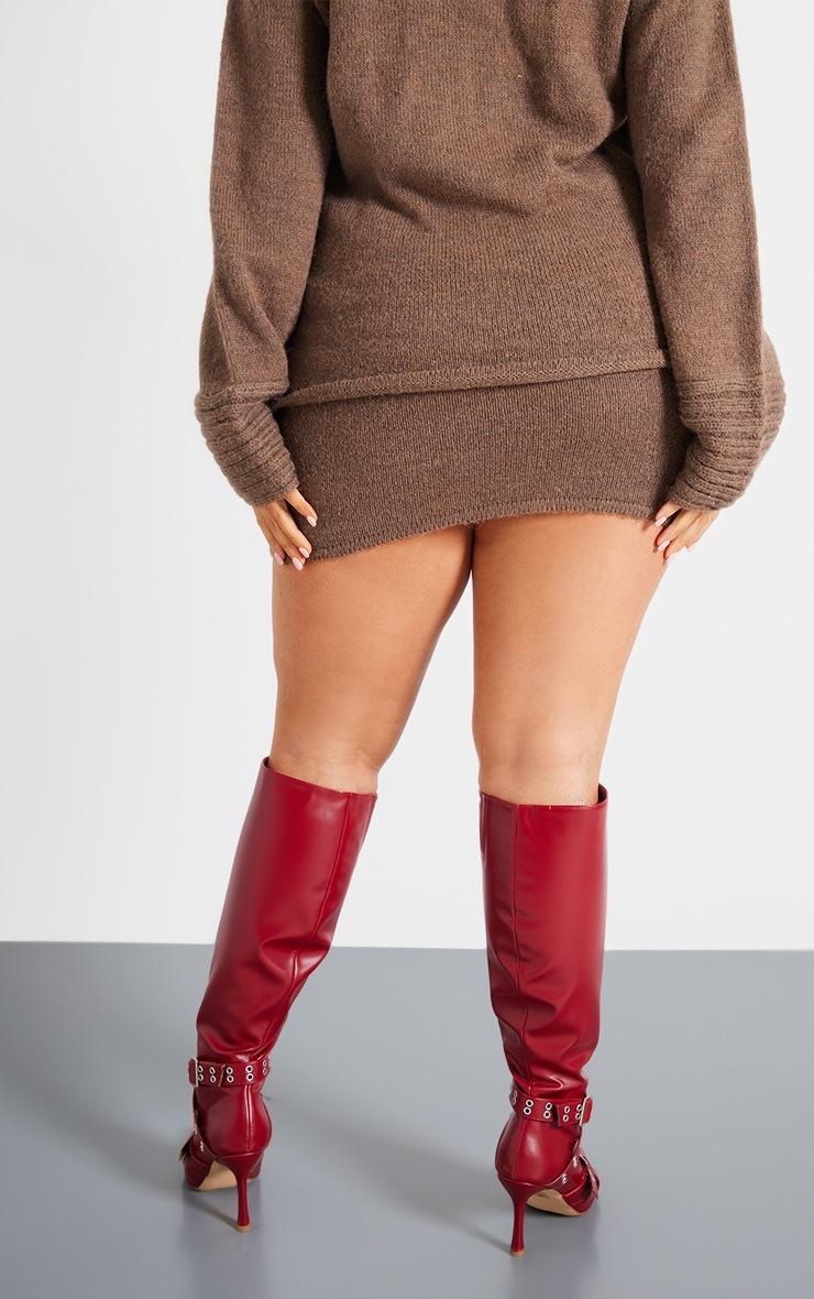 Pretty Little Thing Plus Chocolate Textured Knit Mini Skirt