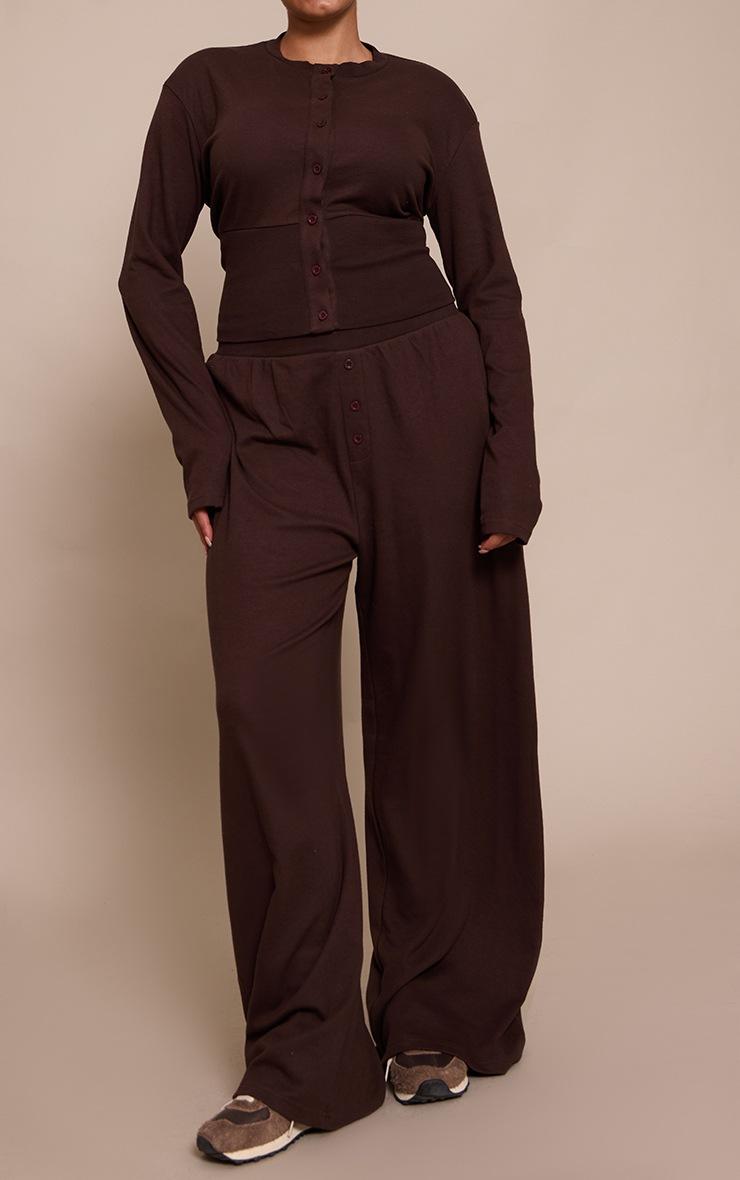 Pretty Little Thing Plus Dark Brown Super Soft Wide Leg Pants