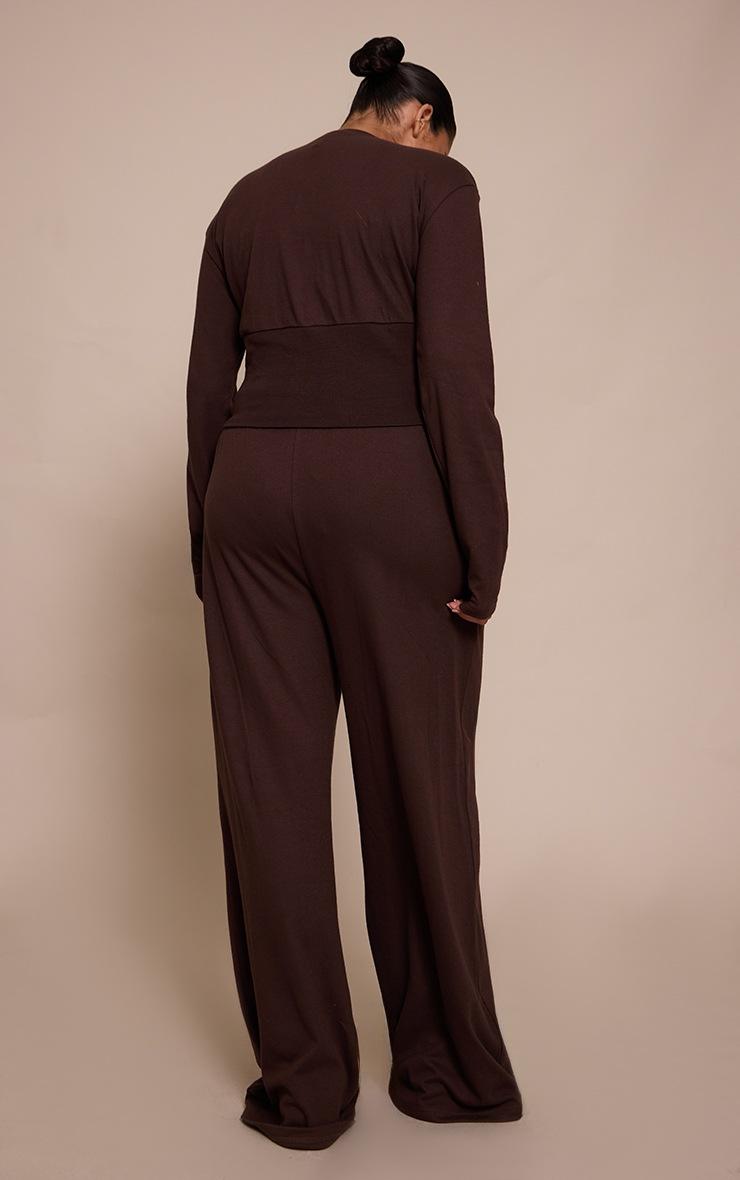 Pretty Little Thing Plus Dark Brown Super Soft Wide Leg Pants