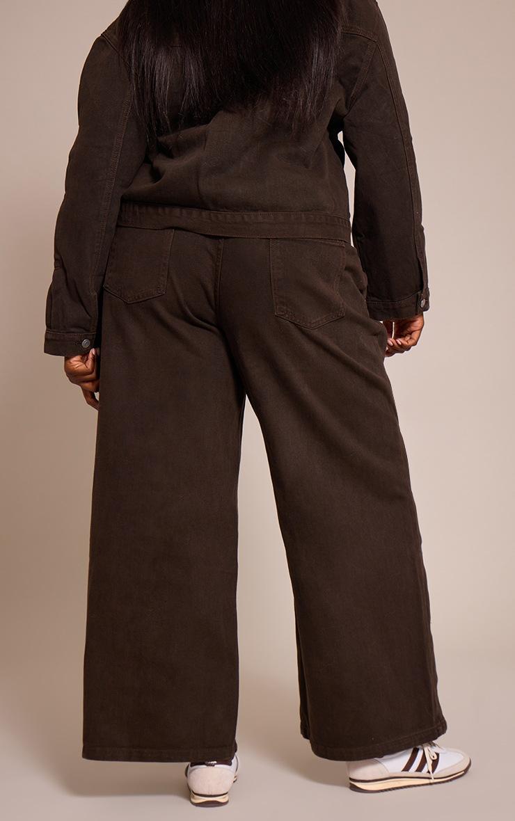 Pretty Little Thing Plus Dark Chocolate Pleat Detail Denim Jeans