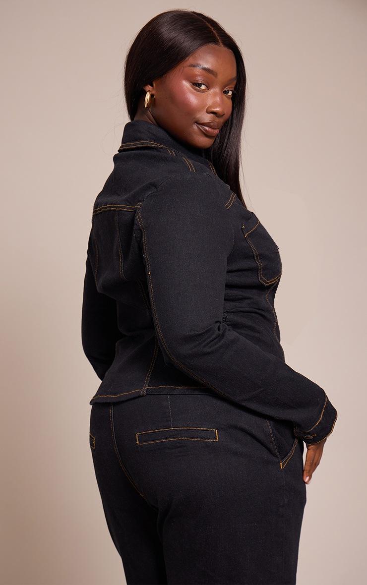 Pretty Little Thing Plus Dark Indigo Fitted Denim Shirt