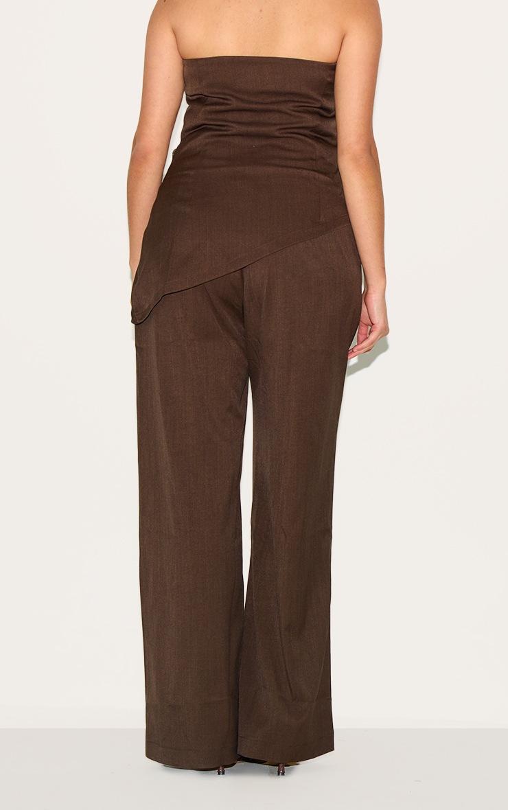 Pretty Little Thing Plus Deep Chocolate Tailored Woven Wide Leg Pants