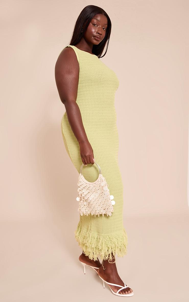 Pretty Little Thing Plus Green Loop Knit Asymmetric Maxi Dress