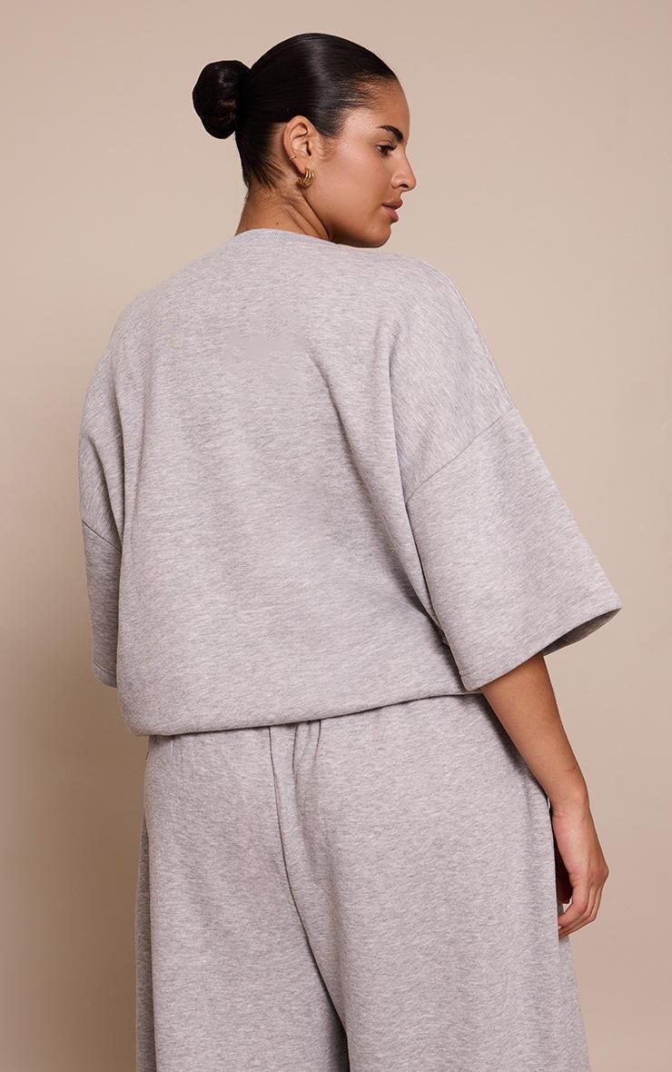 Pretty Little Thing Plus Grey Marl Oversized Drop Shoulder Sweat T-Shirt