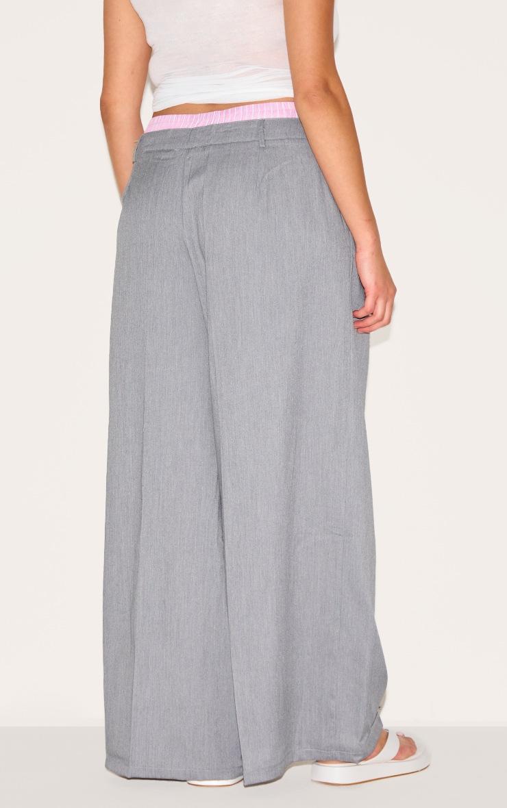 Pretty Little Thing Plus Grey Woven Contrast Stripe Boxer Detail Straight Leg Pants