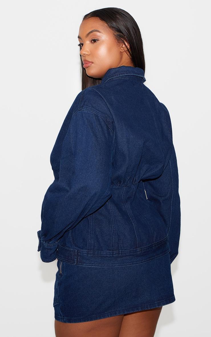 Pretty Little Thing Plus Indigo Tailor Style Long Sleeved Denim Shirt