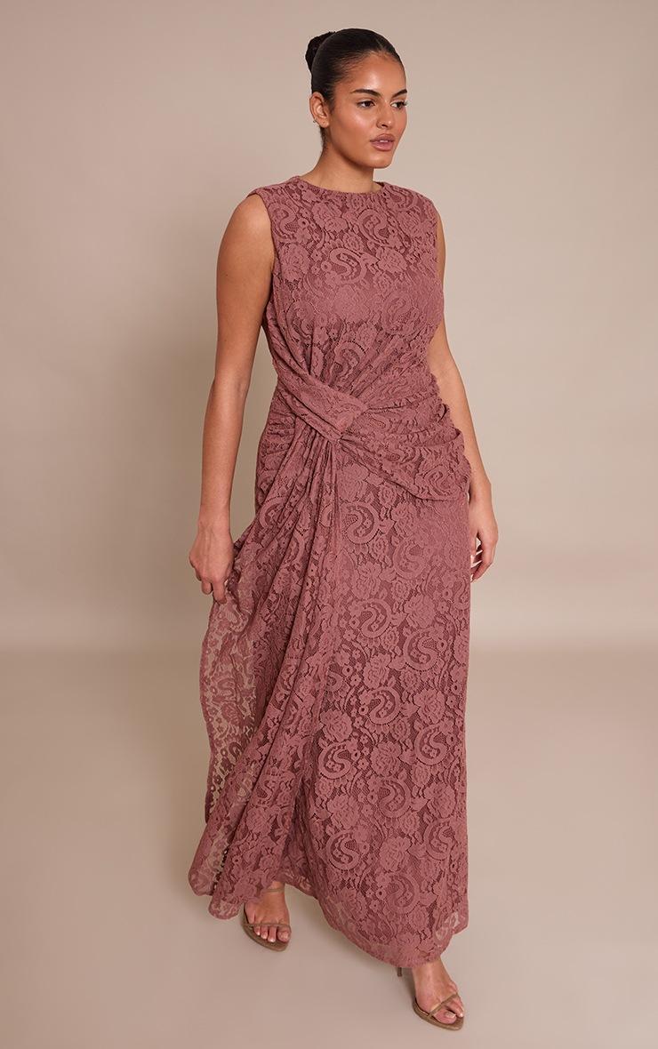 Pretty Little Thing Plus Lace Detail Twist Front Maxi Dress