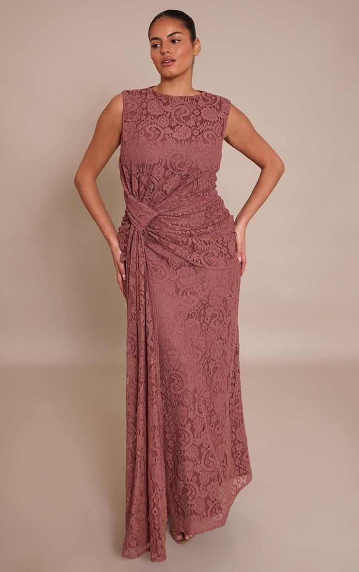 Pretty Little Thing Plus Lace Detail Twist Front Maxi Dress