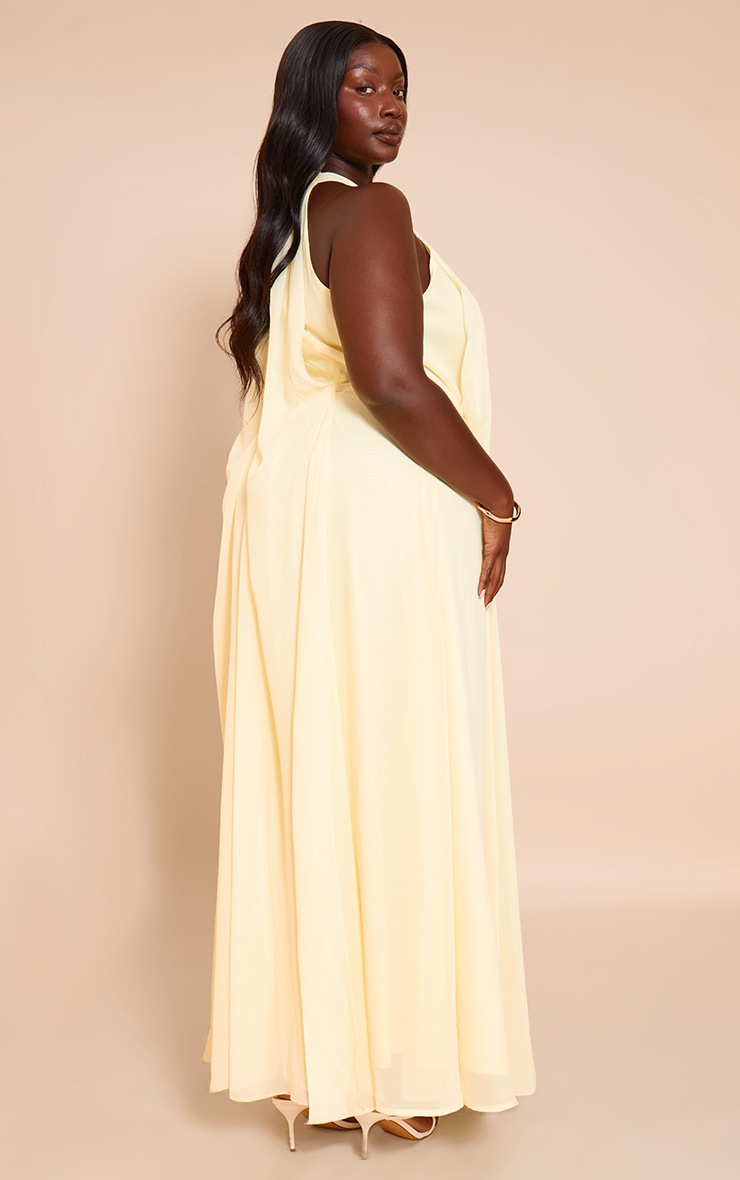 Pretty Little Thing Plus Lemon Chiffon Extreme Pleated Maxi Dress