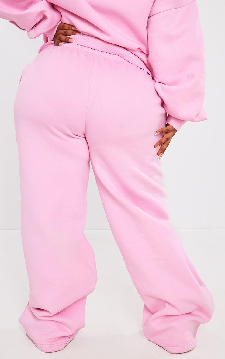 Pretty Little Thing Plus Light Pink Oversized Wide Leg Seam Detail Sweatpants