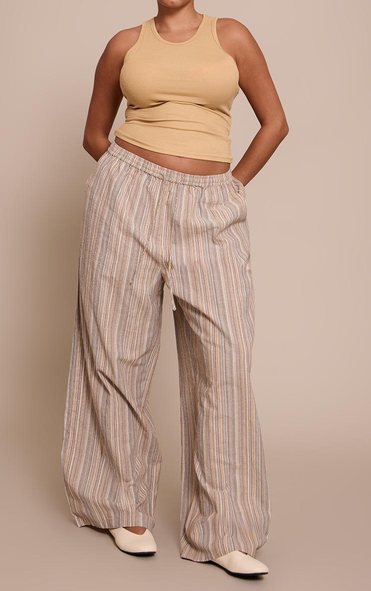 Pretty Little Thing Plus Multi Textured Stripe Straight Leg Pant
