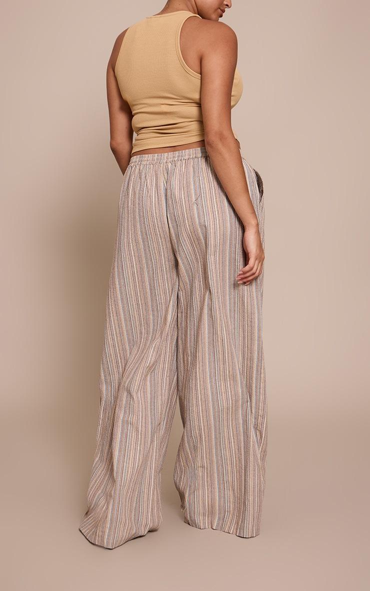 Pretty Little Thing Plus Multi Textured Stripe Straight Leg Pant