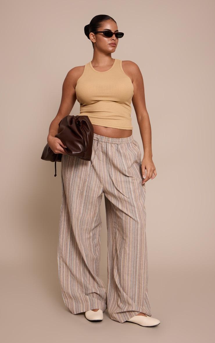 Pretty Little Thing Plus Multi Textured Stripe Straight Leg Pant