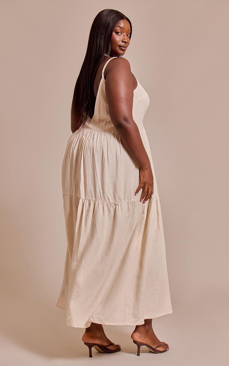 Pretty Little Thing Plus Natural Strappy Ruched Maxi Dress