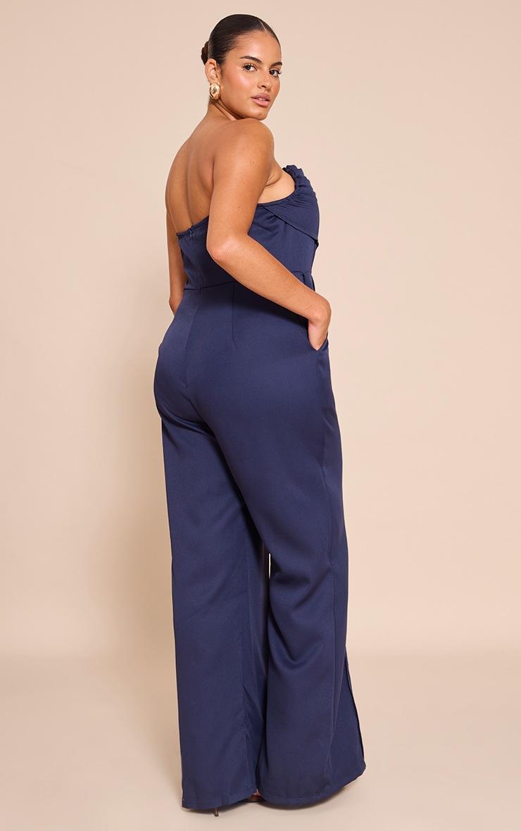Pretty Little Thing Plus Navy Bandeau Cowl Neck Pocket Detail Jumpsuit