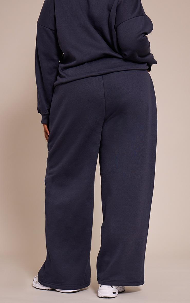Pretty Little Thing Plus Navy Button Up Wide Leg Sweatpants