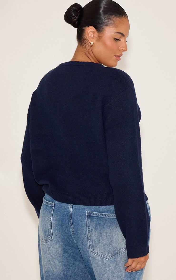 Pretty Little Thing Plus Navy Knit Button Through Cardigan