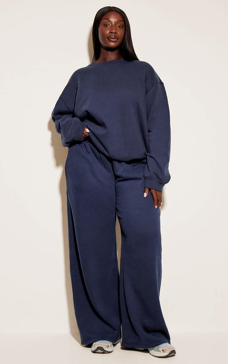 Pretty Little Thing Plus Navy Straight Leg Sweatpant