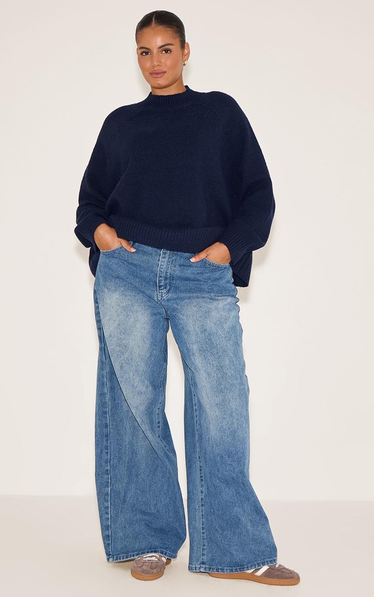 Pretty Little Thing Plus Navy Turtleneck Knit Sweater
