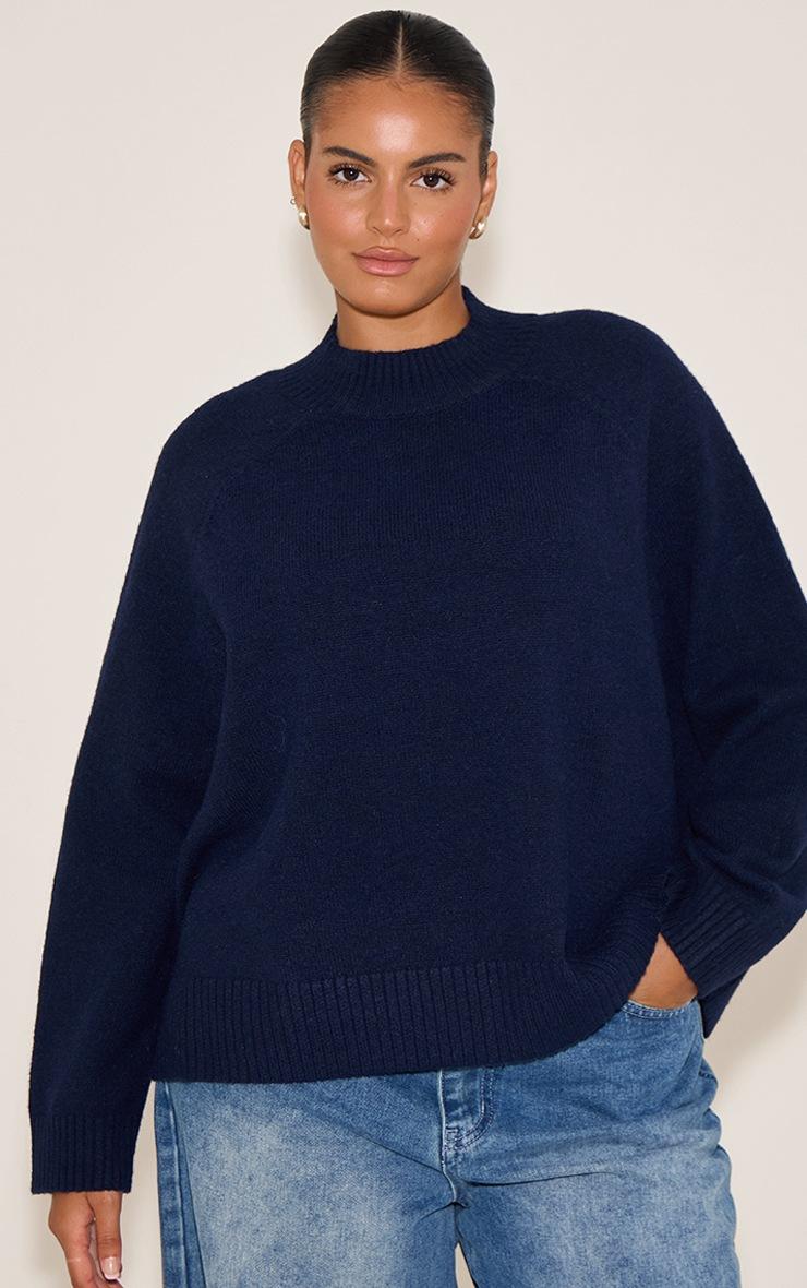 Pretty Little Thing Plus Navy Turtleneck Knit Sweater