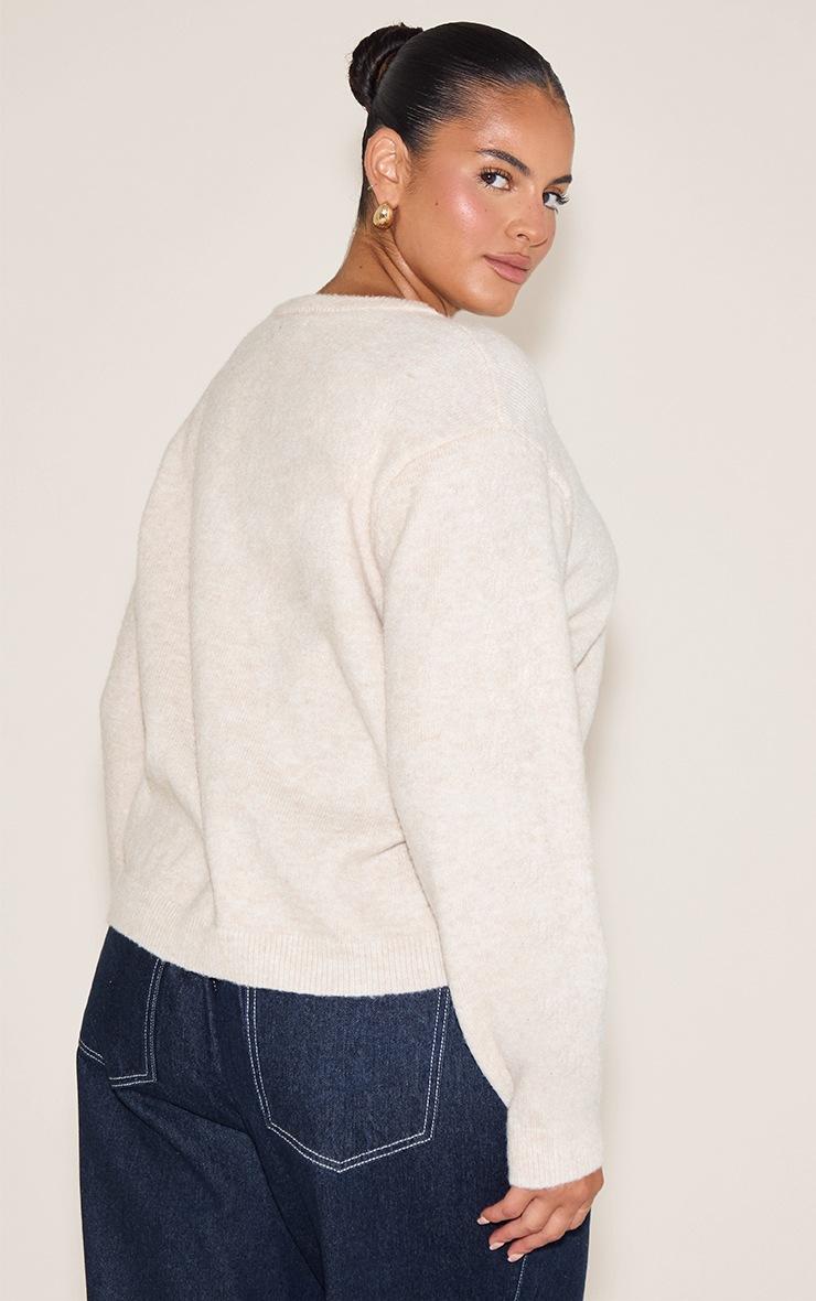 Pretty Little Thing Plus Oatmeal Knit Button Through Cardigan