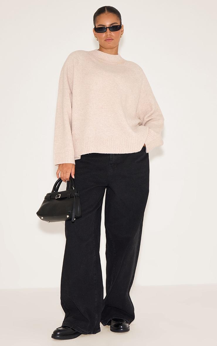 Pretty Little Thing Plus Oatmeal Turtleneck Knit Sweater