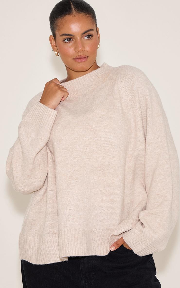 Pretty Little Thing Plus Oatmeal Turtleneck Knit Sweater