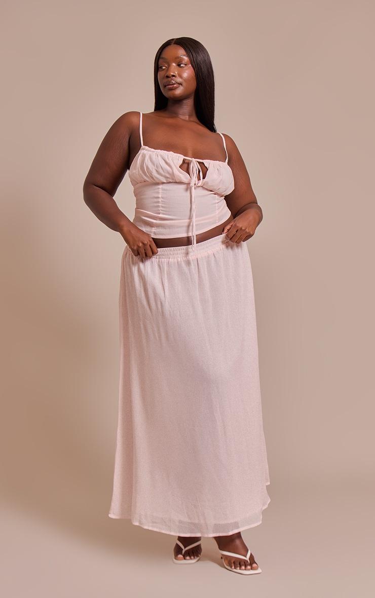 Pretty Little Thing Plus Pink Chiffon Maxi Floaty Skirt