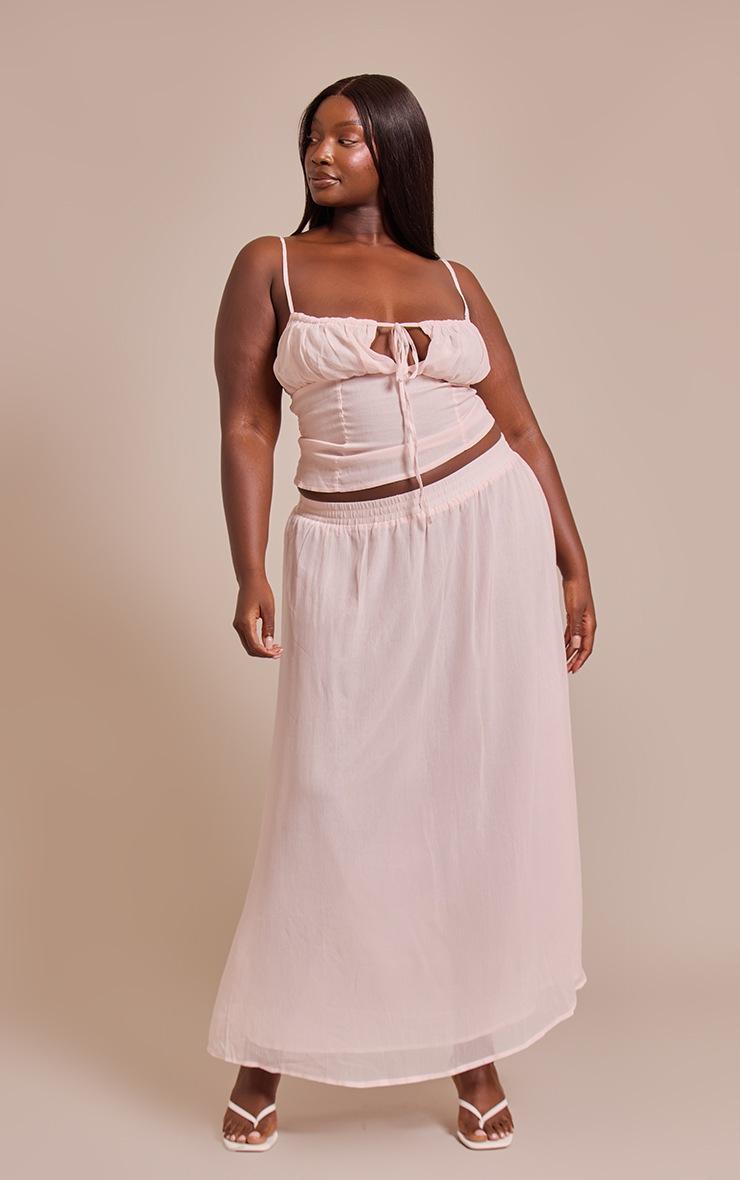 Pretty Little Thing Plus Pink Chiffon Ruched Bust Top