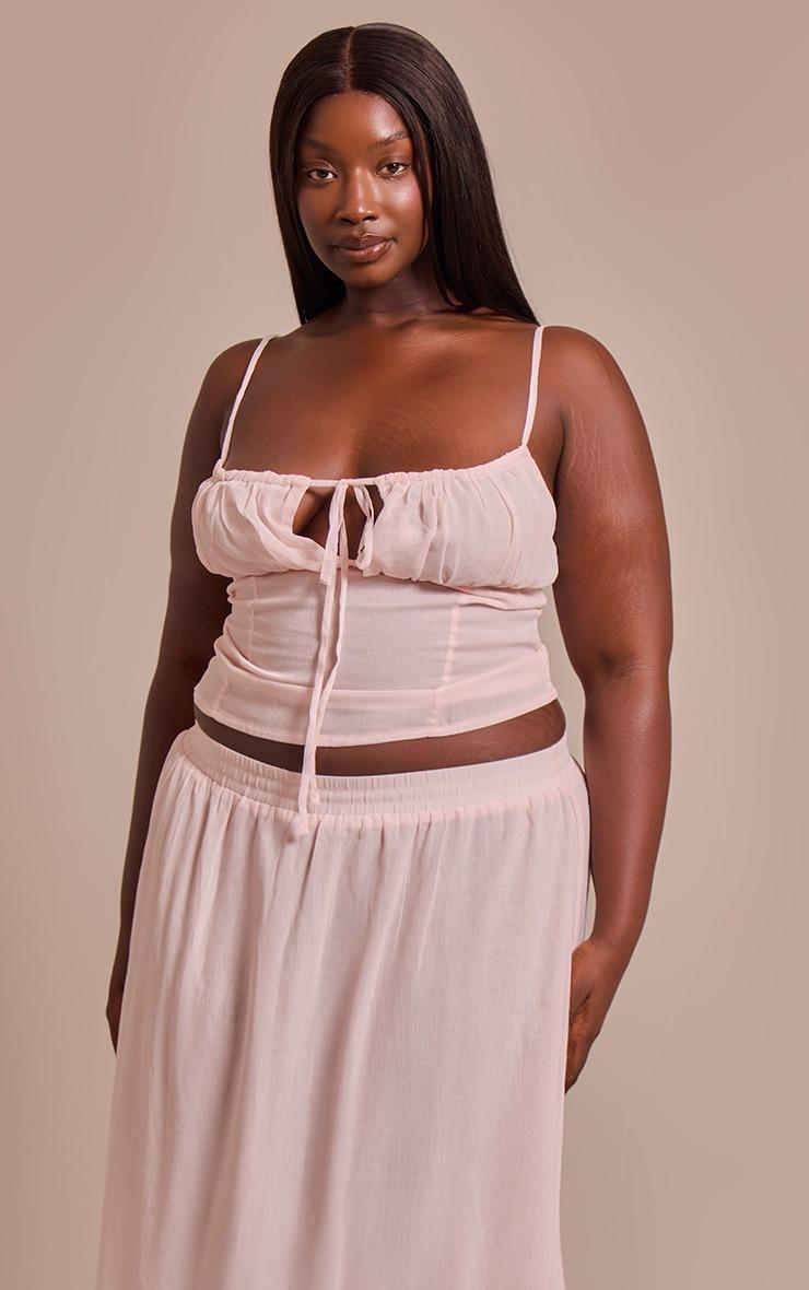 Pretty Little Thing Plus Pink Chiffon Ruched Bust Top