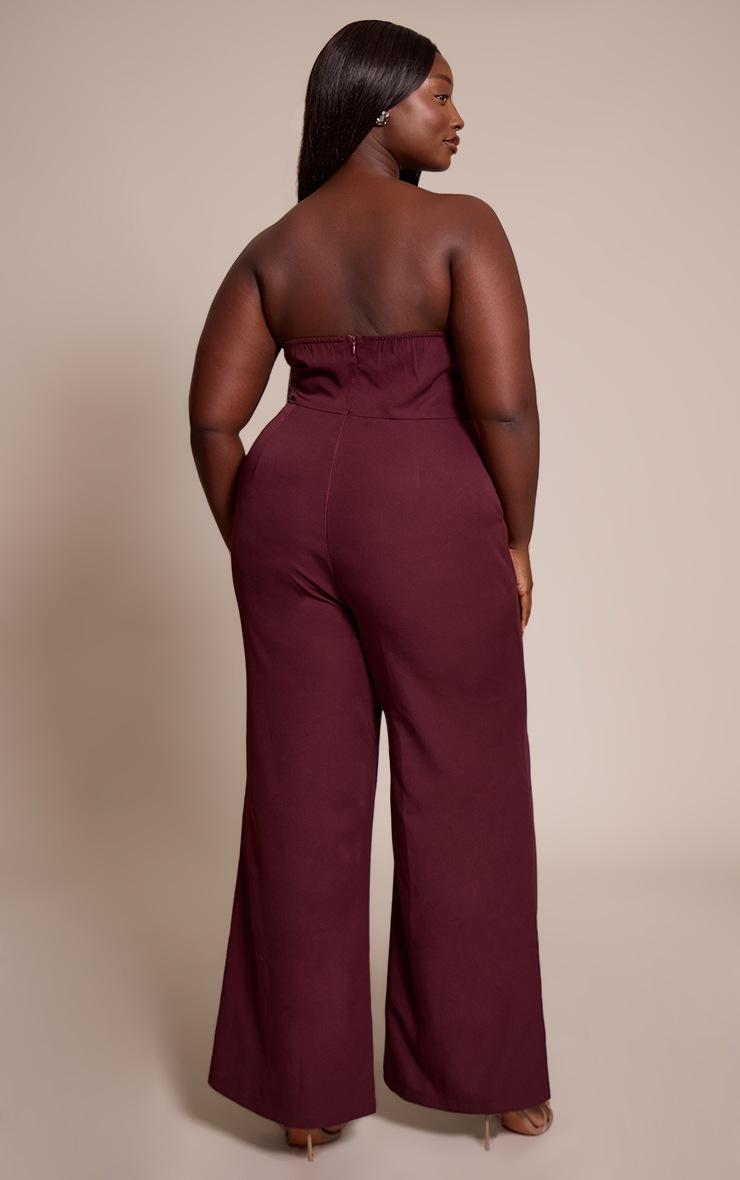 Pretty Little Thing Plus Plum Bandeau Cowl Neck Pocket Detail Jumpsuit