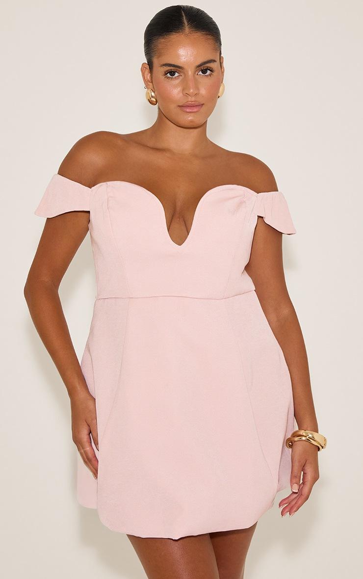 Pretty Little Thing Plus Premium Pale Rose Wired Bardot Shift Dress